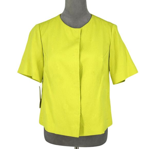 Piazza Sempione Jacket Womens 8 US 38 IT Lime Green Yellow Snaps Collarless New - Picture 1 of 16